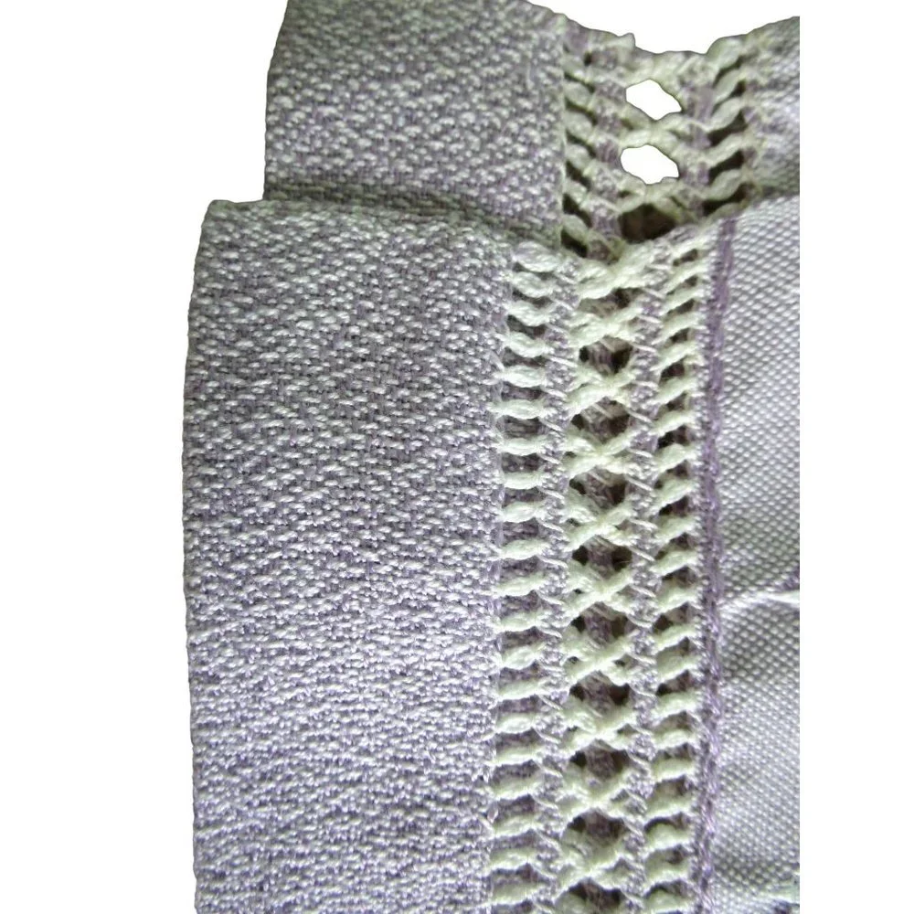 Purple White Woven Trellis Star Vintage Towel Set One Hand One Bath GUC Spots